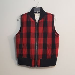 Madewell Red and Black Plaid Vest
